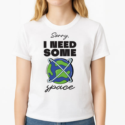 Cartoon I Need Some Space Unisex T-Shirt, worn by a female model