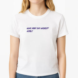 Who Run The World - Queen B Unisex T-Shirt, worn by a female model