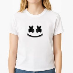 White Helmet DJ Helmet Unisex T-Shirt, worn by a female model