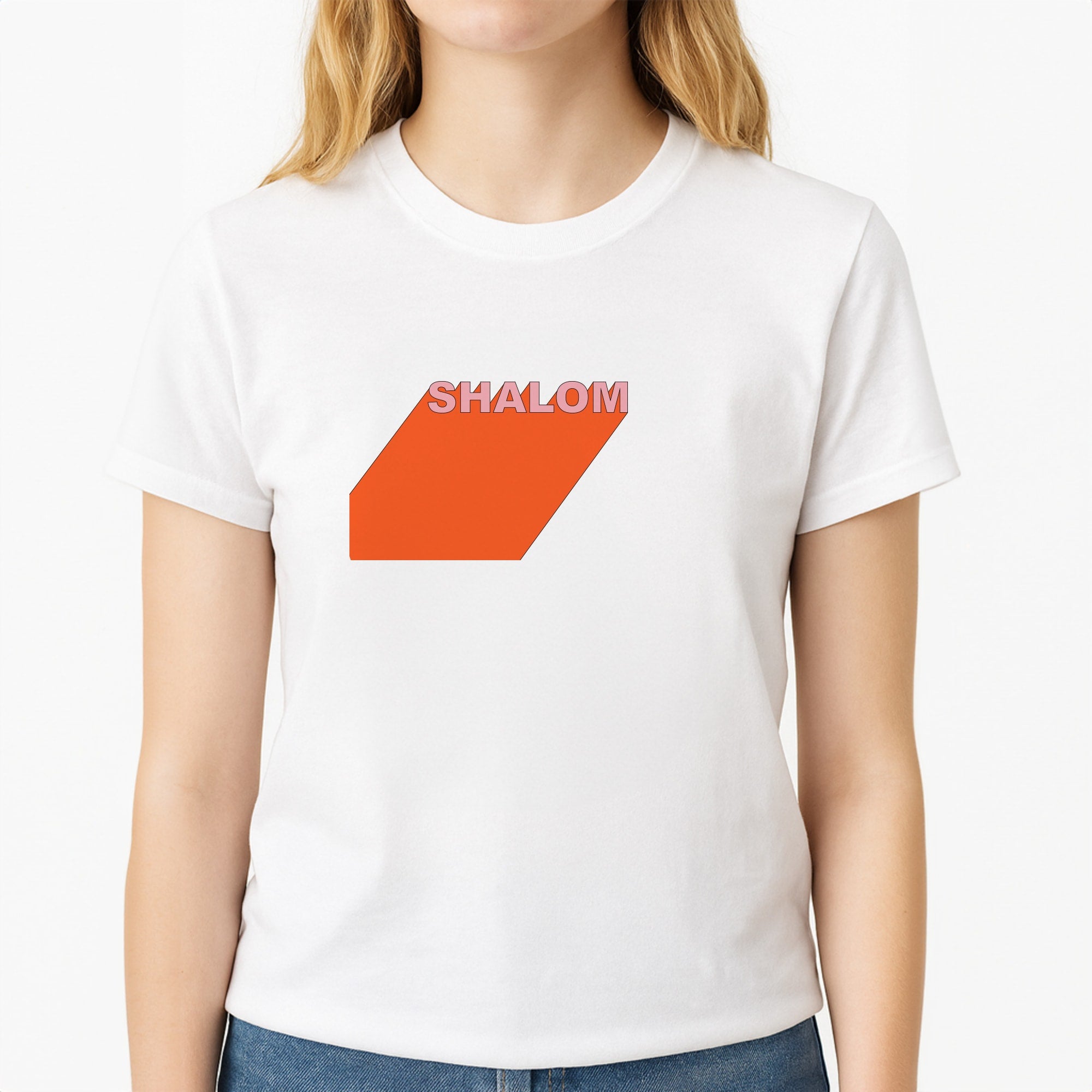 Shalom - FND Unisex T-Shirt, worn by a female model