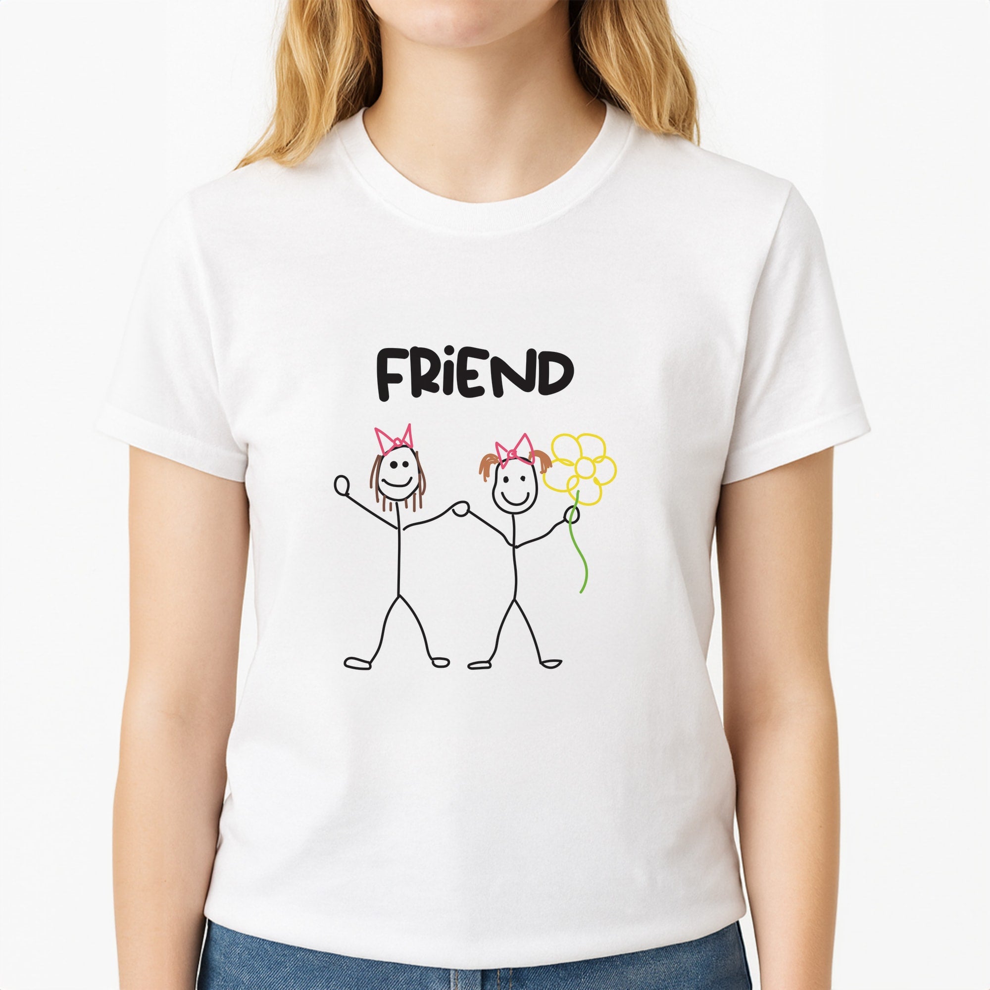 Friend - Abrams Unisex T-Shirt, worn by a female model