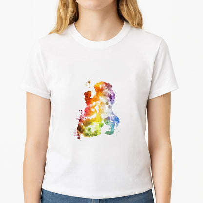 Watercolour Beauty Fairytale Unisex T-Shirt, worn by a female model