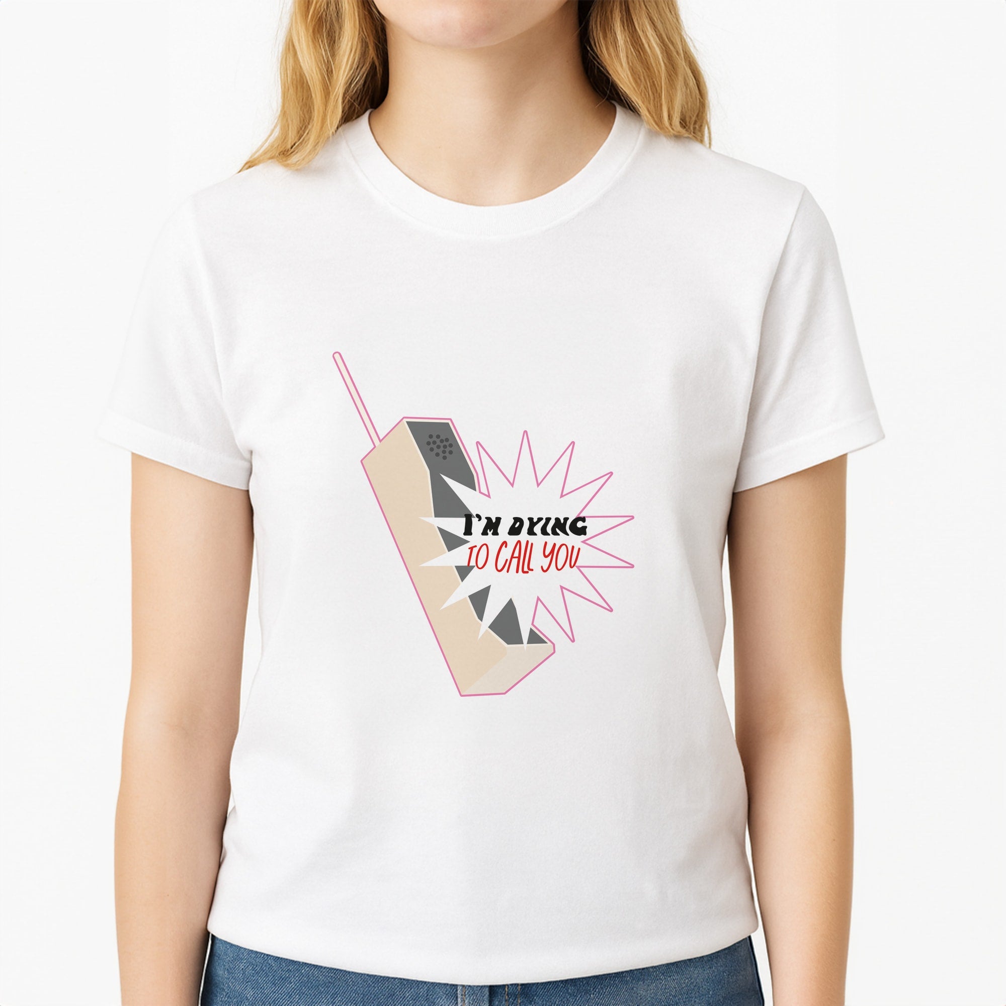 I'm Dying To Call You - Scream Unisex T-Shirt, worn by a female model