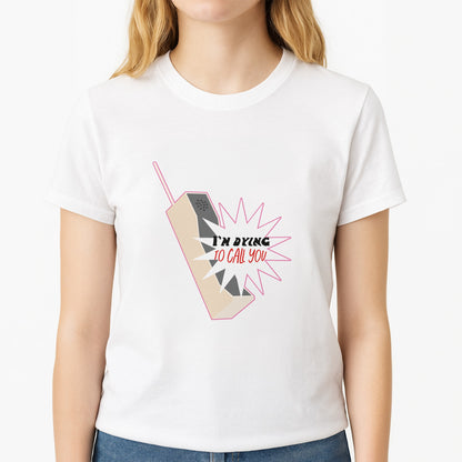 I'm Dying To Call You - Scream Unisex T-Shirt, worn by a female model