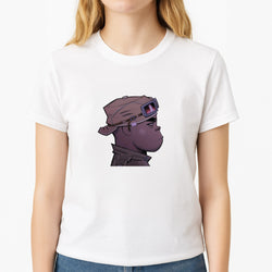 Purple 2d Unisex T-Shirt, worn by a female model