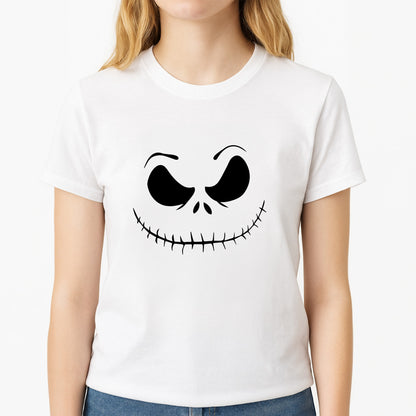 Pink Jack Skeleton Unisex T-Shirt, worn by a female model