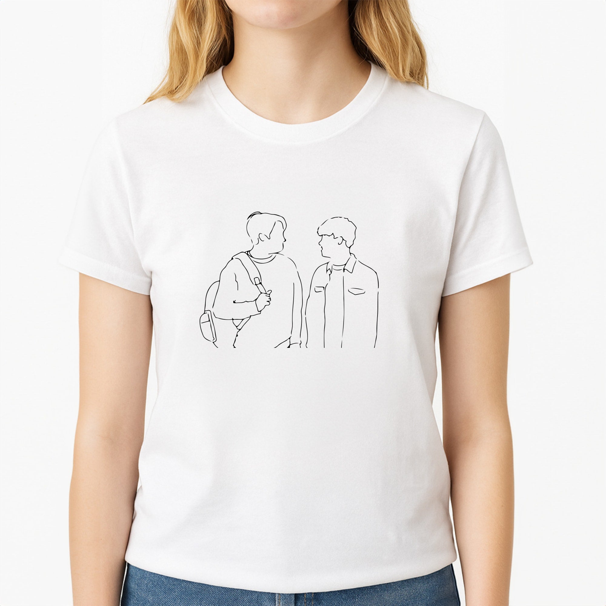 Outline - Heartstopper Unisex T-Shirt, worn by a female model