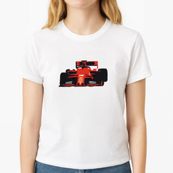F1 Car  Unisex T-Shirt, worn by a female model