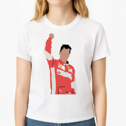 Sebastian Vettel - F1 Unisex T-Shirt, worn by a female model