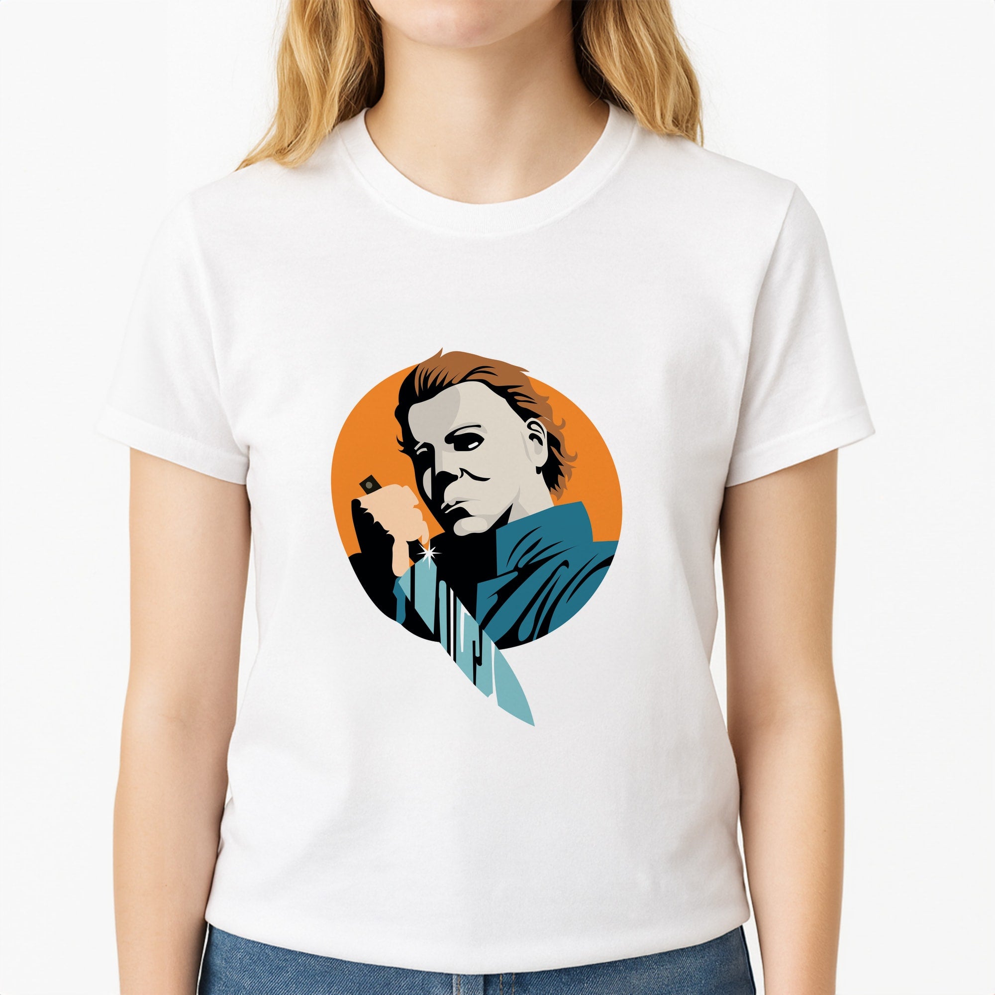 Shine - Myers Unisex T-Shirt, worn by a female model