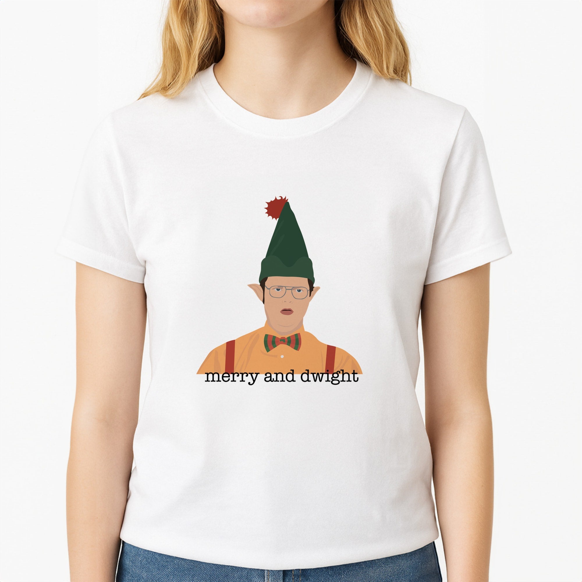 Merry And Dwight Unisex T-Shirt, worn by a female model