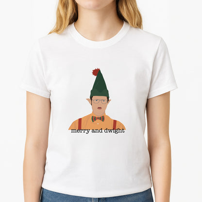 Merry And Dwight Unisex T-Shirt, worn by a female model