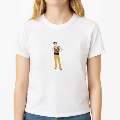 Yellow Vest - Harry Unisex T-Shirt, worn by a female model