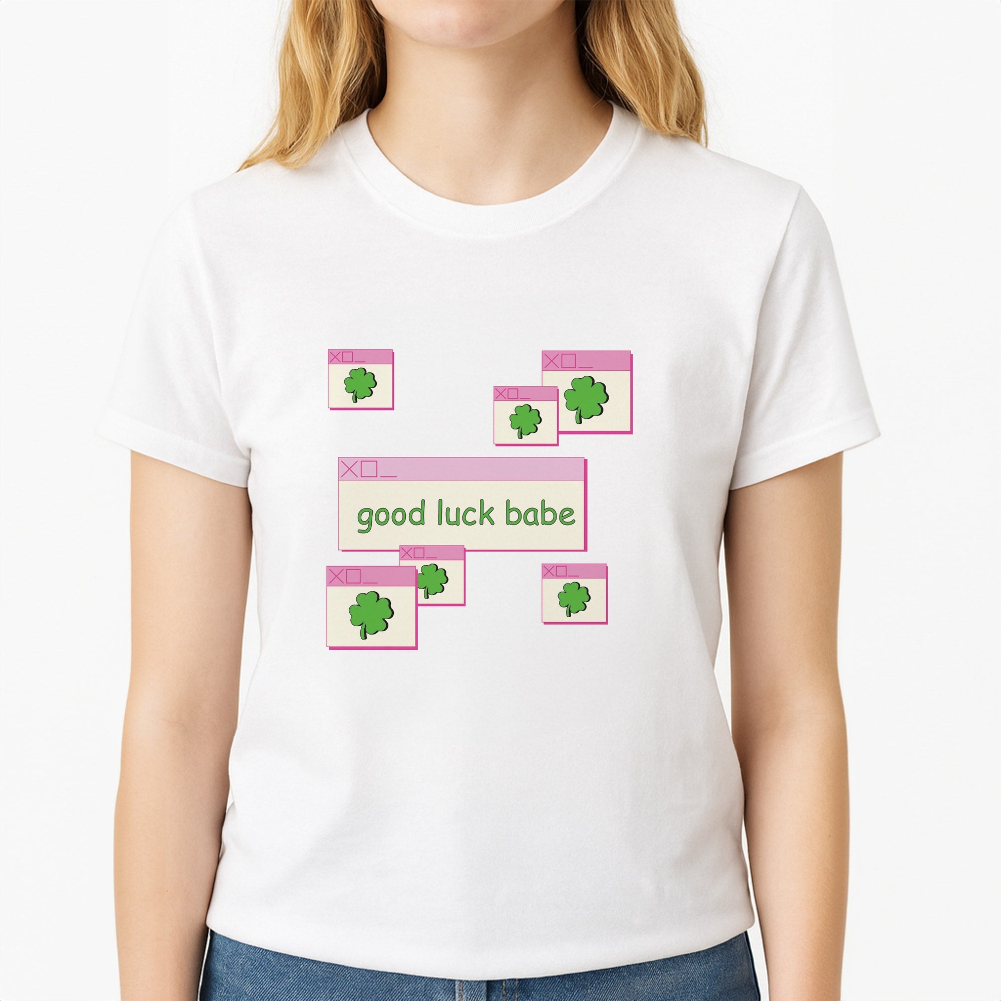 Good Luck Babe - Chappell Unisex T-Shirt, worn by a female model