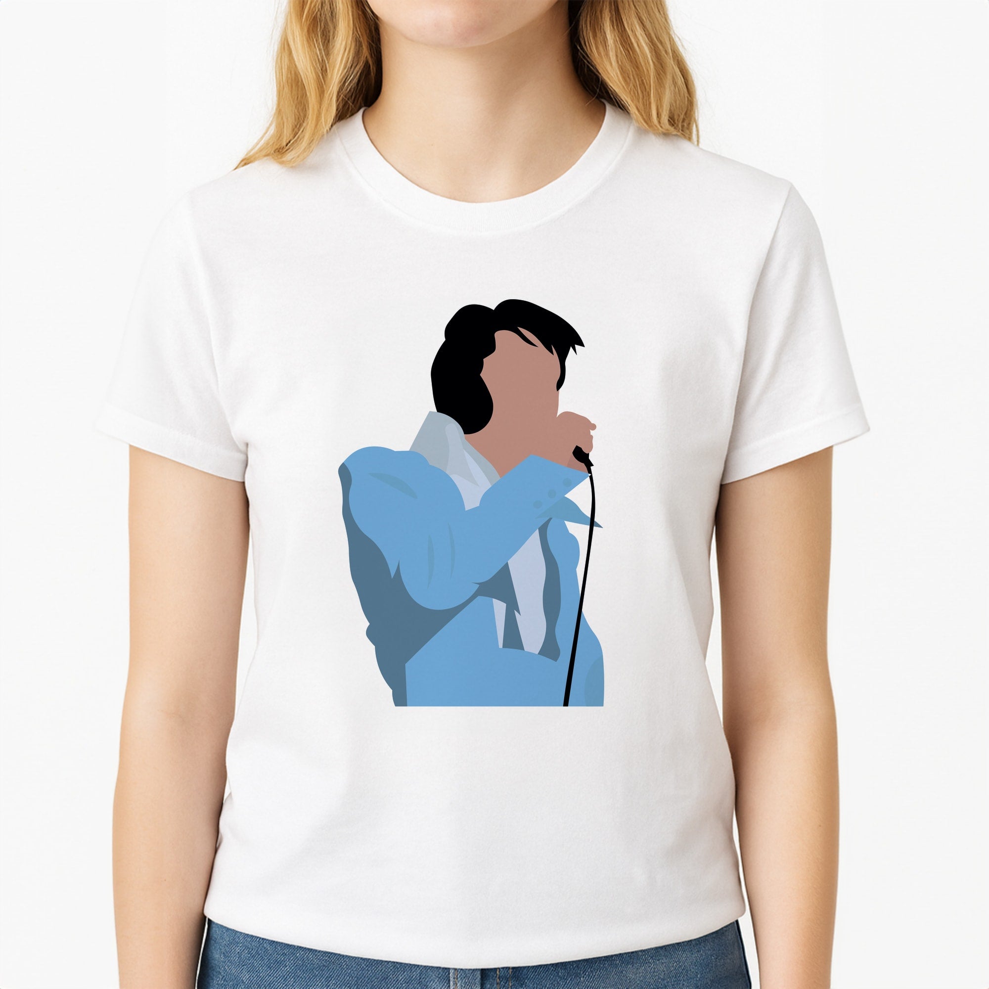Iconic Suit Unisex T-Shirt, worn by a female model