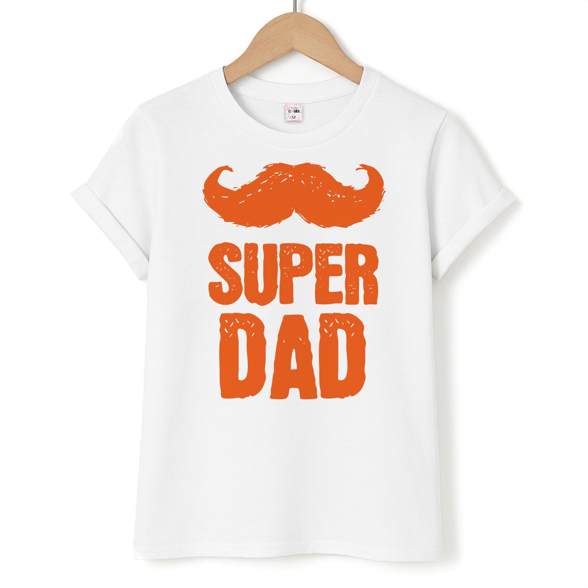 Moustache Super Dad Orange Unisex T-Shirt