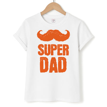 Moustache Super Dad Orange Unisex T-Shirt