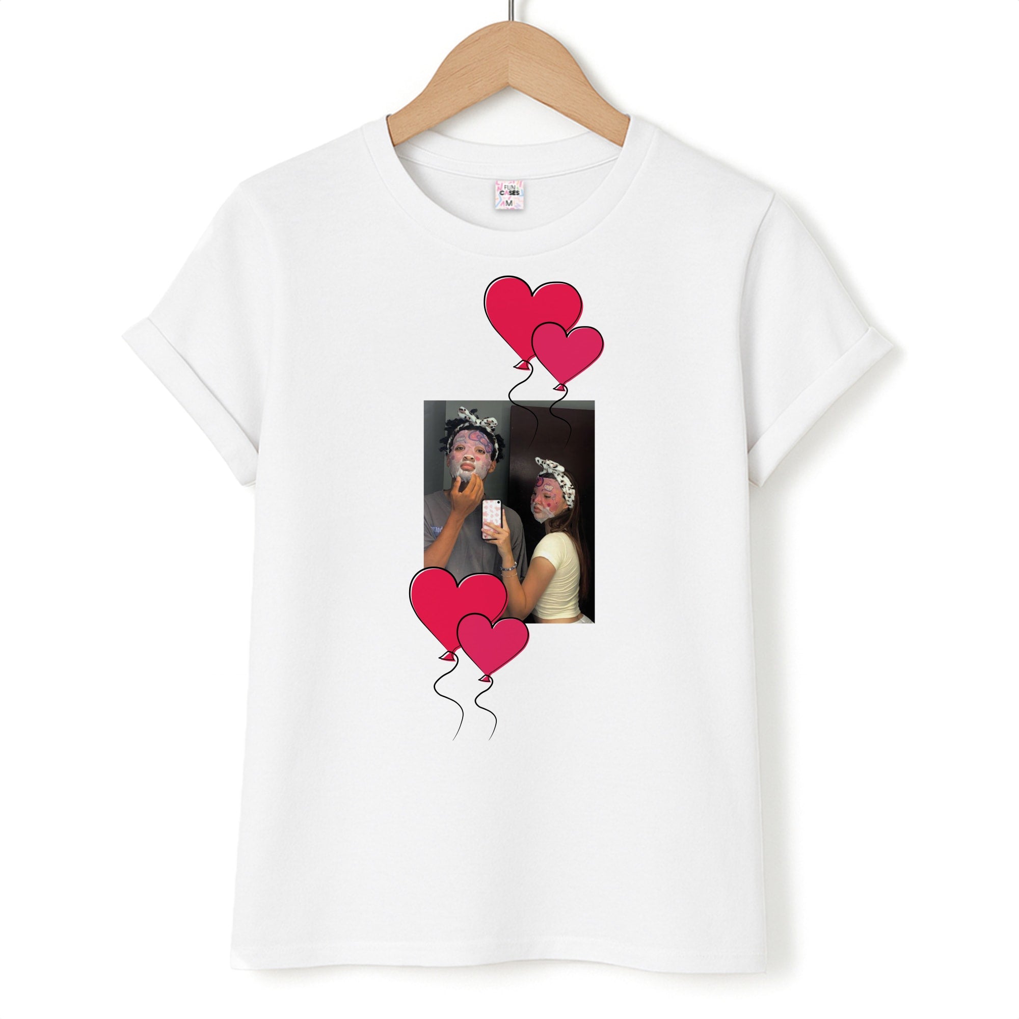 Heart Balloons - Personalised Couples Unisex T-Shirt