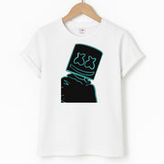 Black White Helmet DJ Neon T-Shirt 1