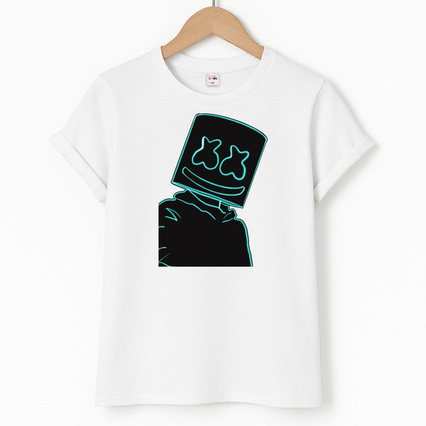 Black White Helmet DJ Neon T-Shirt