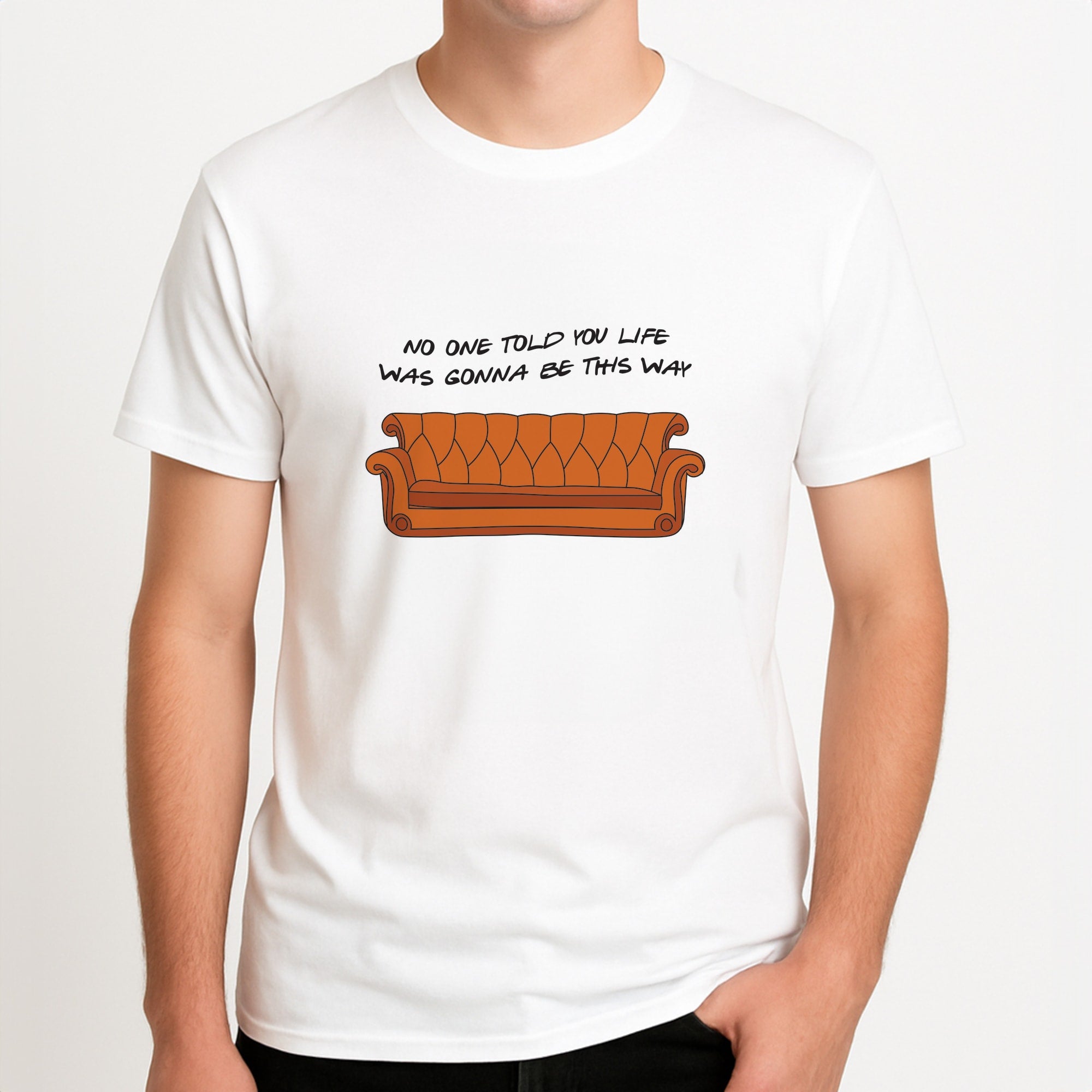 No One Told You Pattern Unisex T-Shirt, worn by a male model.