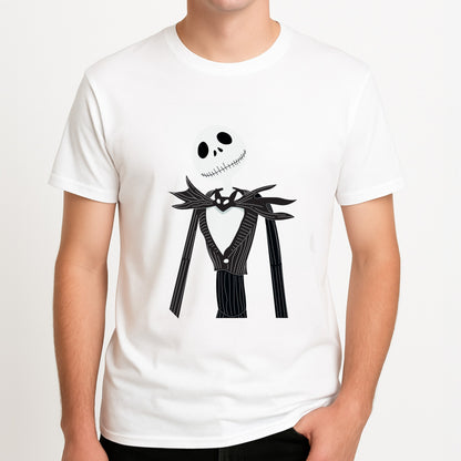 Jack Skellington Blue - TNBC Unisex T-Shirt, worn by a male model.