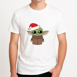 Baby Yoda Unisex T-Shirt, worn by a male model.