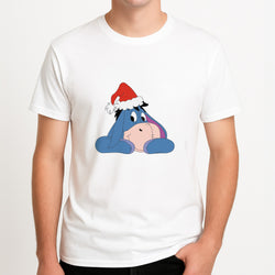Donkey Pattern Christmas Unisex T-Shirt, worn by a male model.