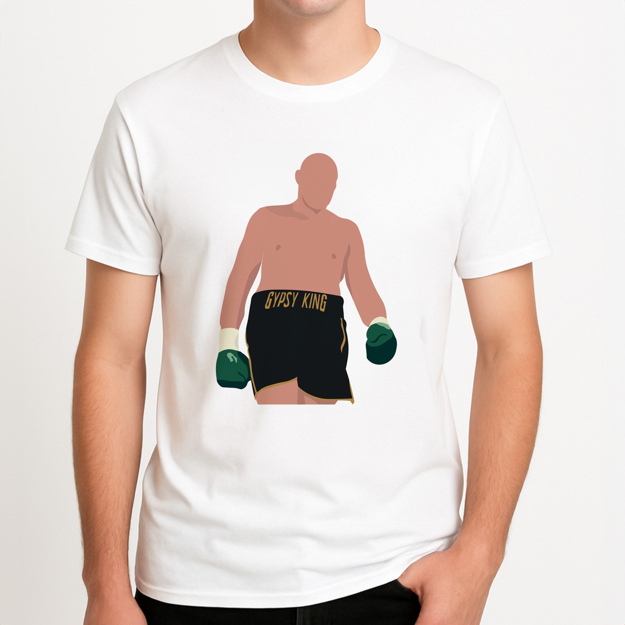 Fury - Boxing Unisex T-Shirt, worn by a male model.