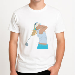 Thompson - Golf Unisex T-Shirt, worn by a male model.