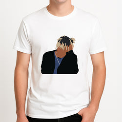Sad - Juice Unisex T-Shirt, worn by a male model.