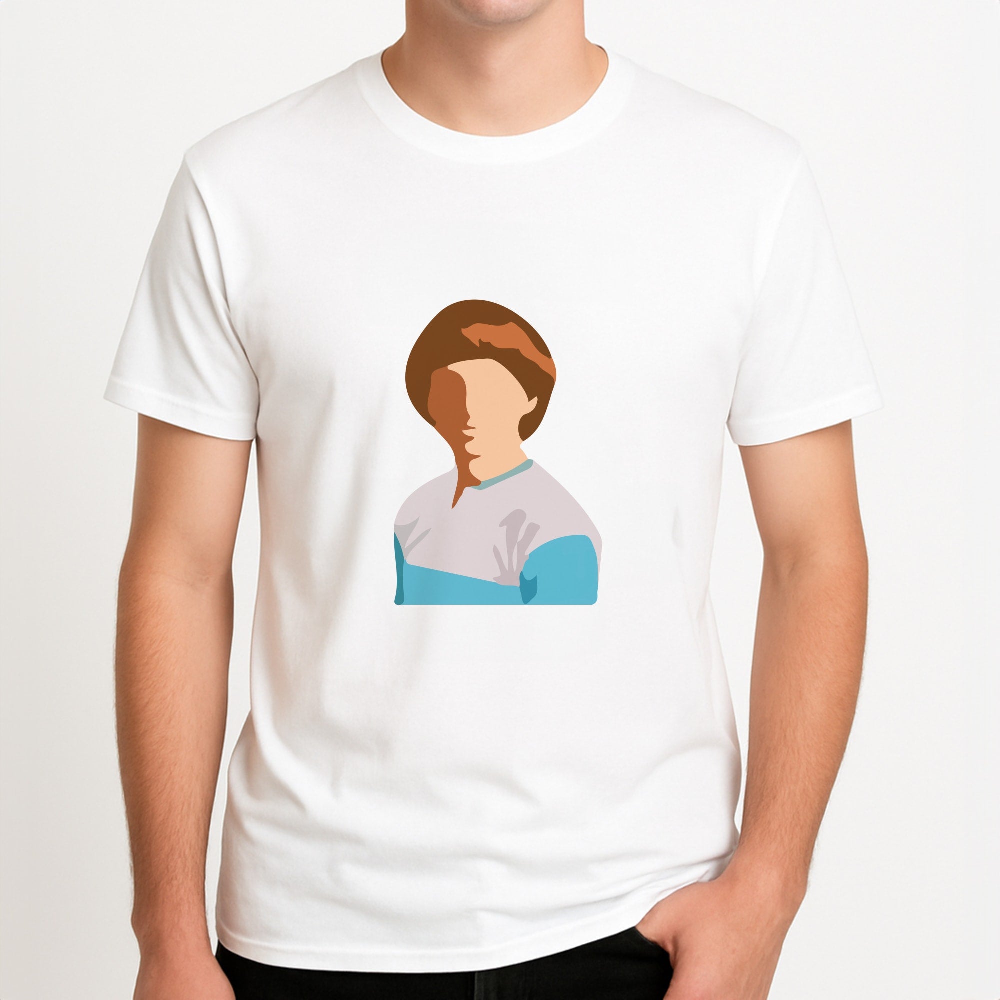 Faceless Will - Stranger Things Unisex T-Shirt, worn by a male model.