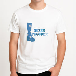 Super Trouper Unisex T-Shirt, worn by a male model.