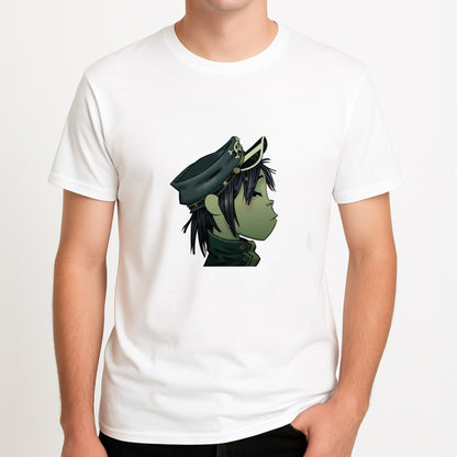 Green 2d Unisex T-Shirt, worn by a male model.