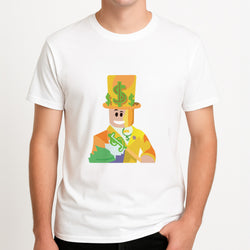 Character Money Unisex T-Shirt, worn by a male model.
