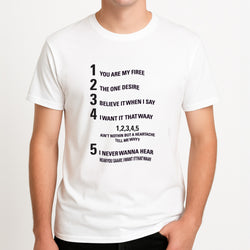 I Want It That Way - B99 Unisex T-Shirt, worn by a male model.