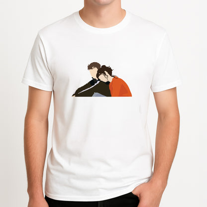 Marianne Resting On Connell Unisex T-Shirt, worn by a male model.