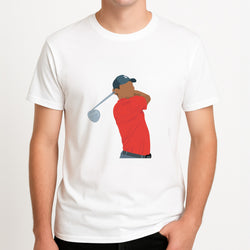 Tiger - Golf Unisex T-Shirt, worn by a male model.