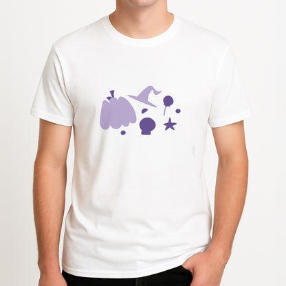 Halloween Pattern 5 Unisex T-Shirt, worn by a male model.
