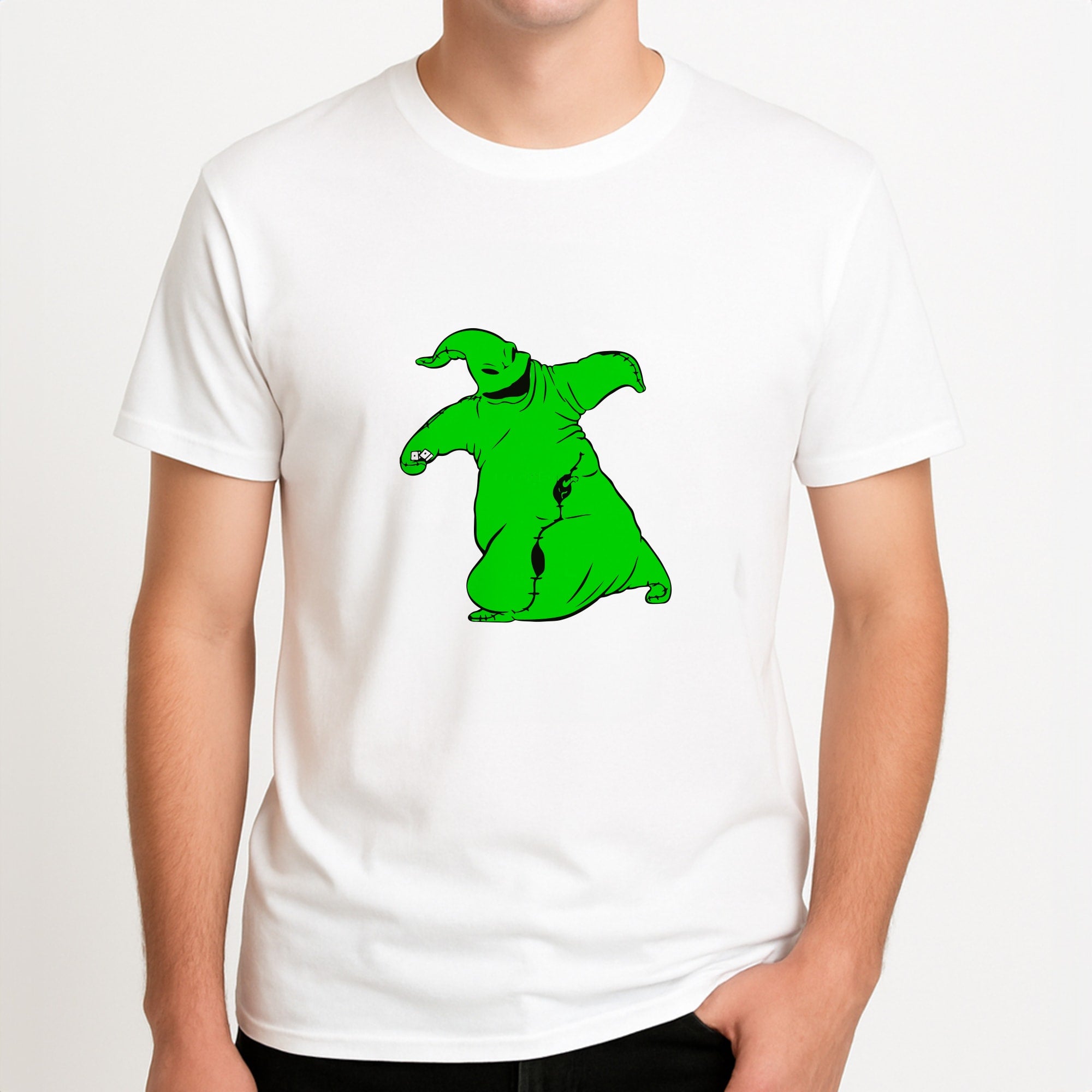 Oogie Boogie - TNBC Unisex T-Shirt, worn by a male model.