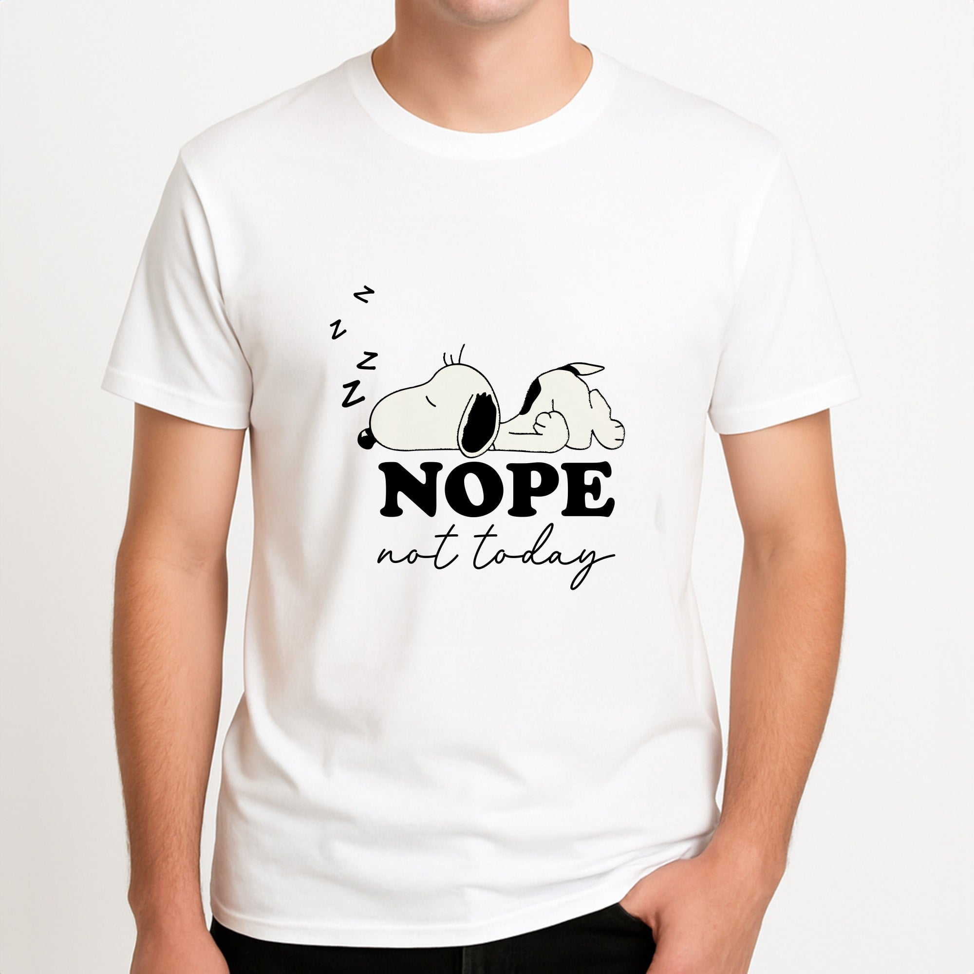 Nope, Not Today Unisex T-Shirt, worn by a male model.