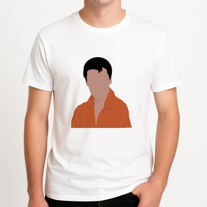 Faceless Elvis Unisex T-Shirt, worn by a male model.