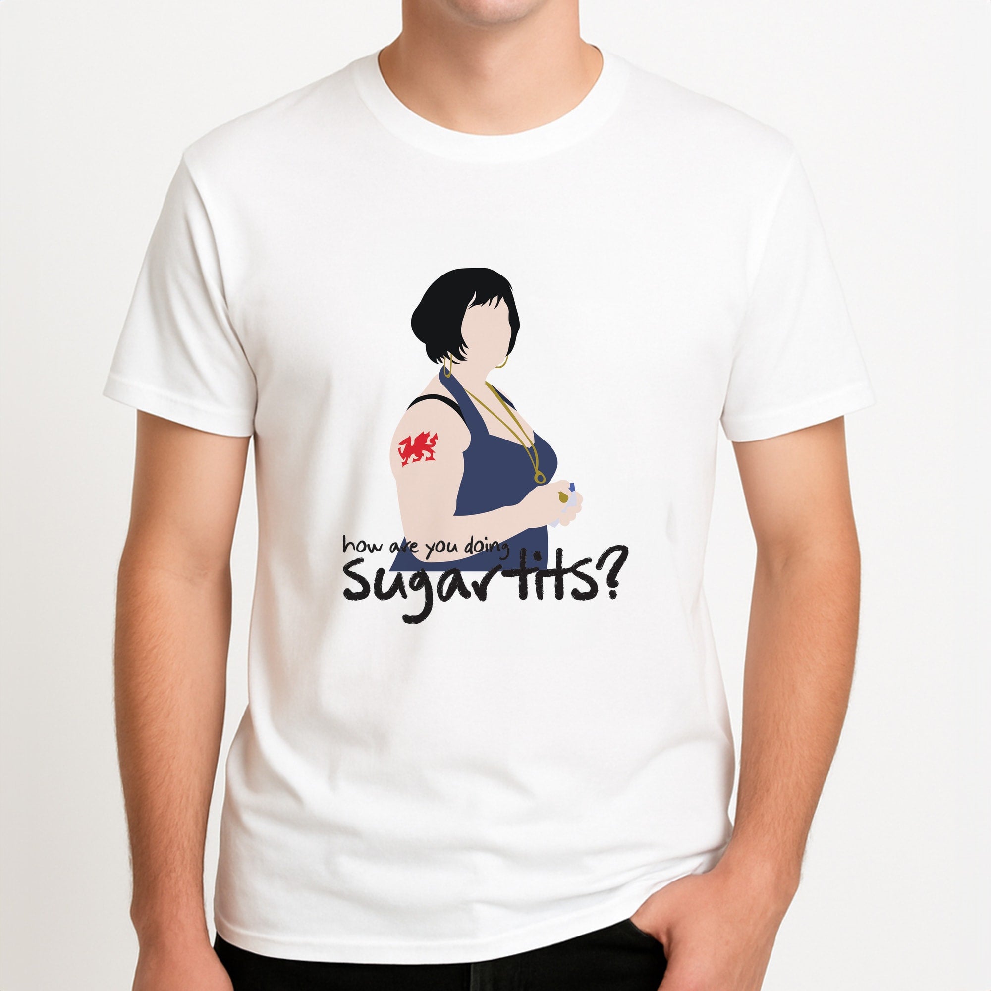 How You Doing? Unisex T-Shirt, worn by a male model.