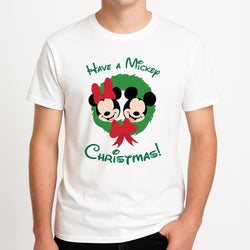 Have A Mickey Christmas Unisex T-Shirt, worn by a male model.