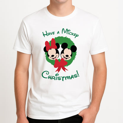 Have A Mickey Christmas Unisex T-Shirt, worn by a male model.