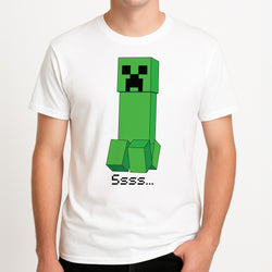 Creeper Standing Unisex T-Shirt, worn by a male model.