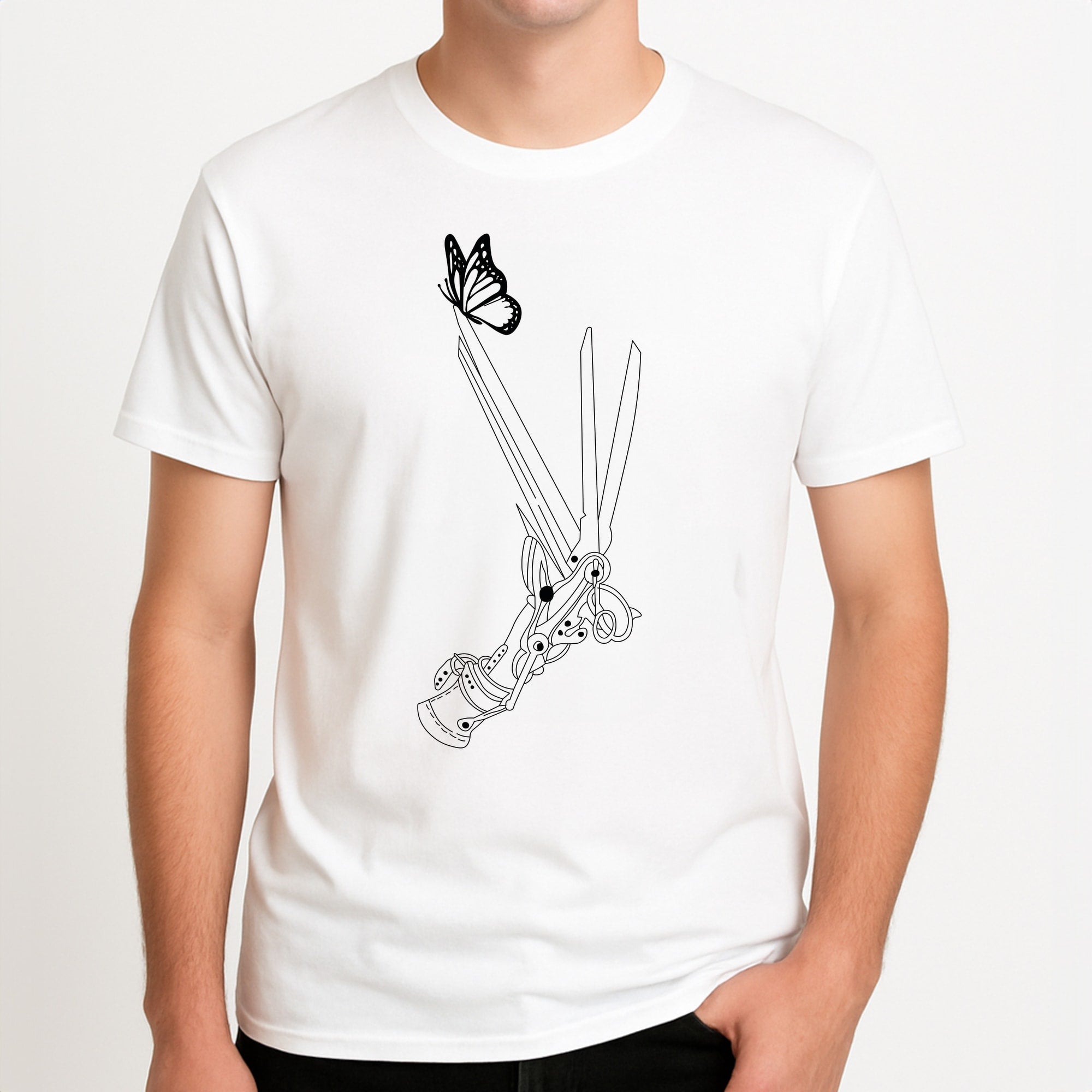 Scissorhands - Scissorhands Unisex T-Shirt, worn by a male model.