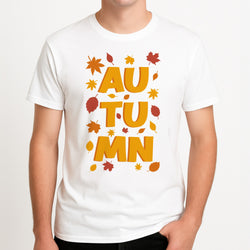 Leaves - Autumn Unisex T-Shirt, worn by a male model.