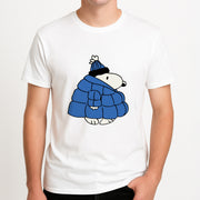 Cartoon Beagle Puffer Jacket Blue T-Shirt 4