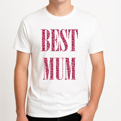 Best Mum Leopard Print Unisex T-Shirt, worn by a male model.